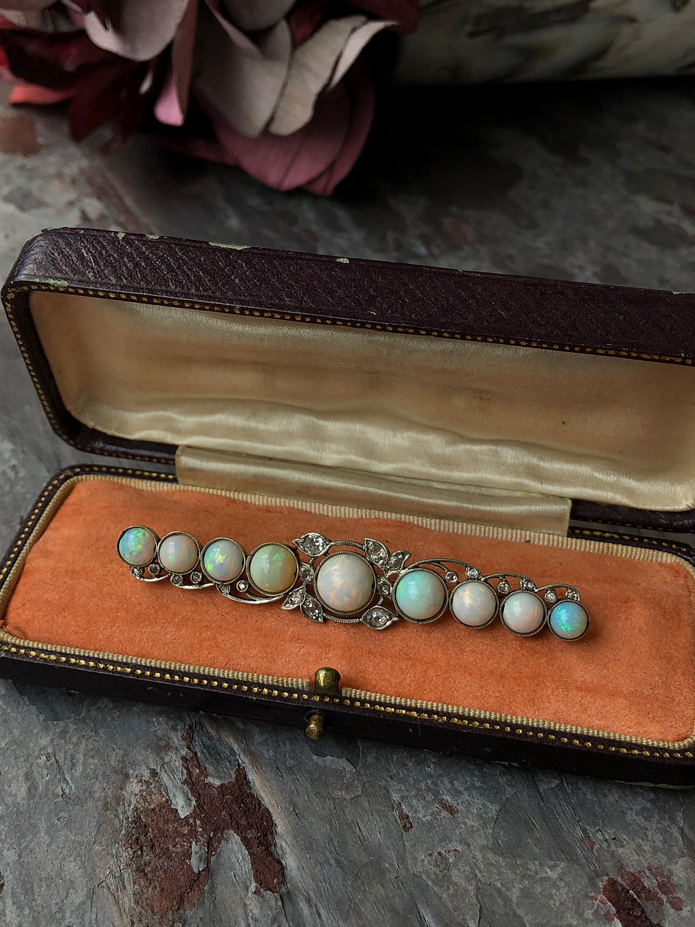 Edwardian Opal and Diamond Bar Pin
