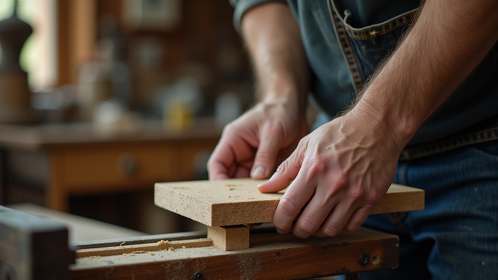 Close-up view of a craftsman shaping wood on a lathe in an Illinois workshop