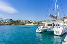 Private catamaran sailing charter in Kavala and Thassos with swimming stops in Northern Aegean coves
