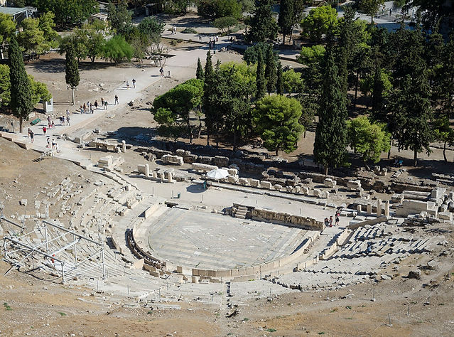 The Theatre of Dionysus on the south slope of the Acropolis of Athens seen from above