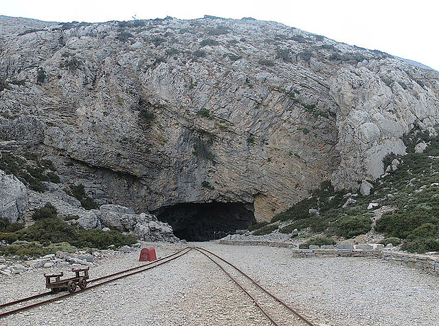 The wide rocky mouth of the Idaean Cave on Mount Ida in Crete