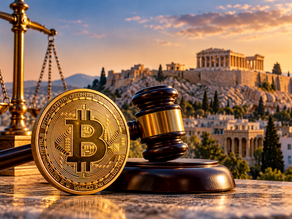 Greece Drafts Crypto Tax - Bitcoin and Parthenon in the background.