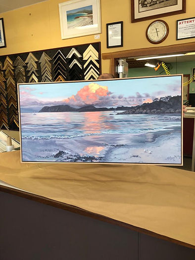 Sunrise reflections freshly framed ready for its new home.