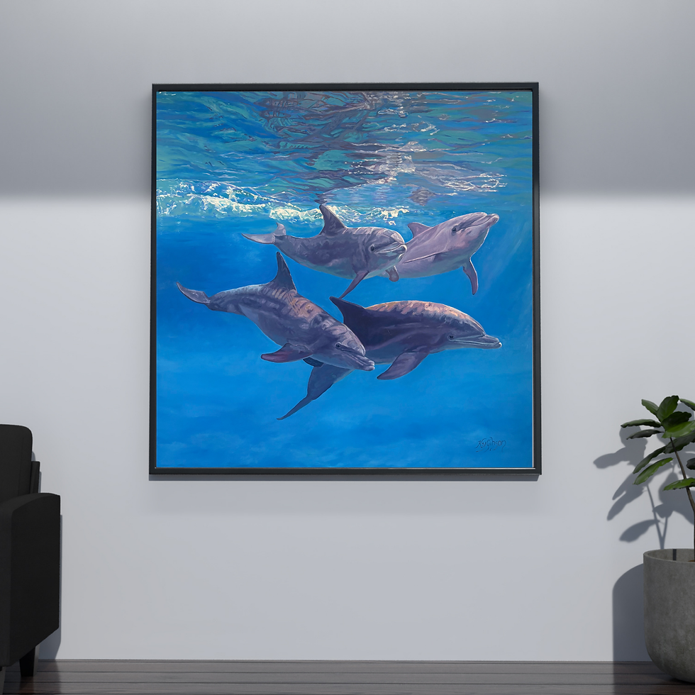 Thumbnail: Dolphin Pod Matte Canvas Wall Art — Stretched 1.25" Ocean Painting decor