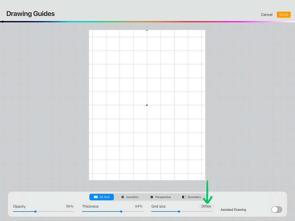 setting your grid size in Procreate