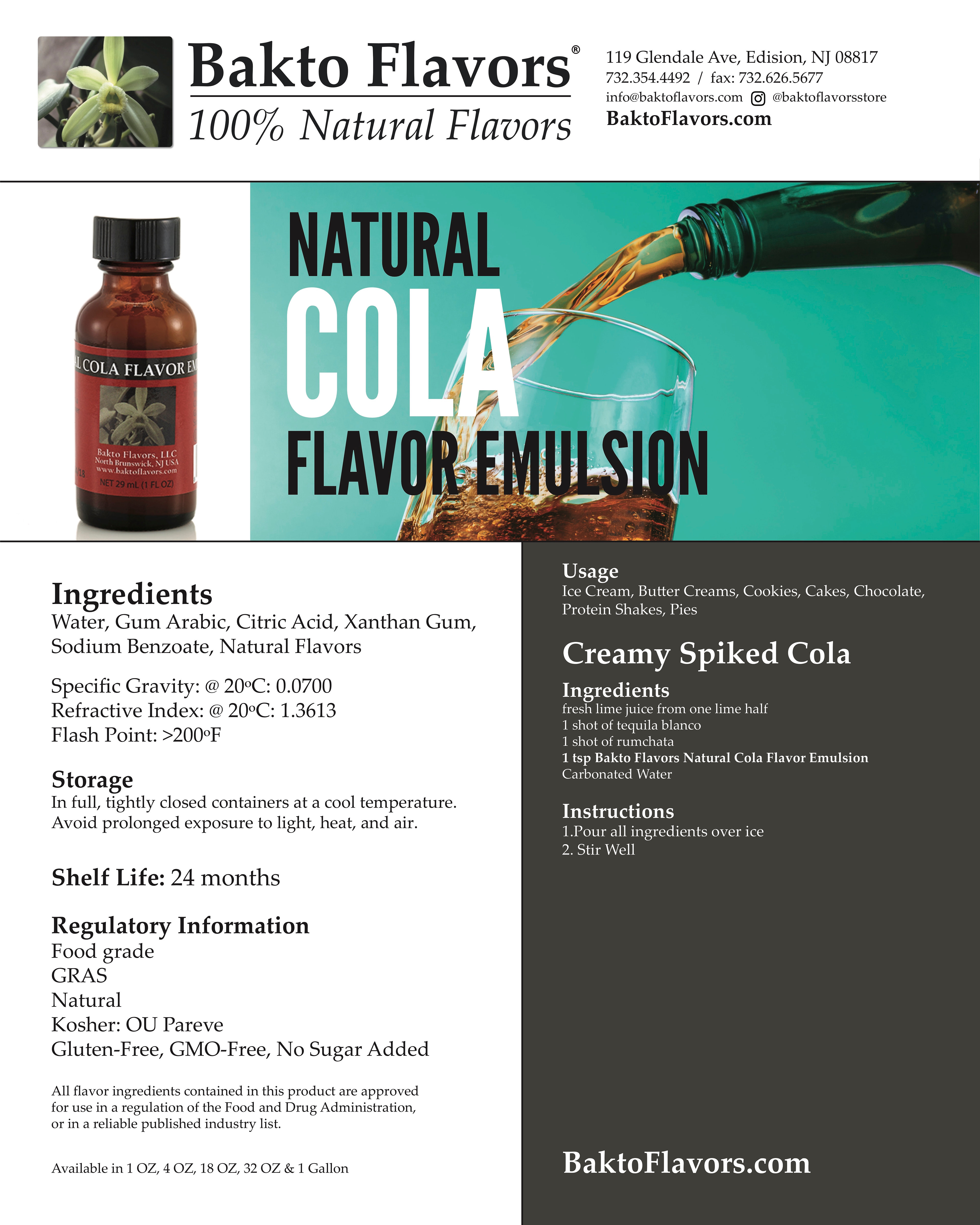 Natural Cola Flavor Emulsion baktoflavors