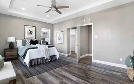 Master bedroom interior design and painting, tray ceiling, St. Louis, MO