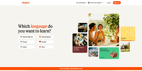 Screenshot Sito Web di Babbel