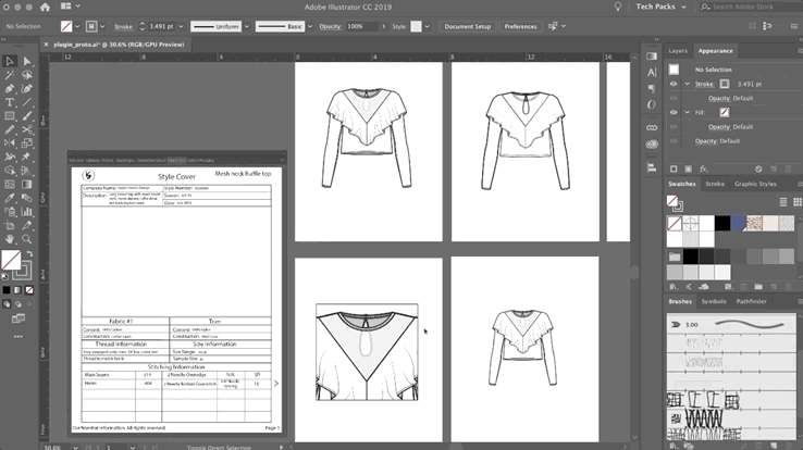 Demo of how tech pack wizard plug in is used with Adobe Illustrator.