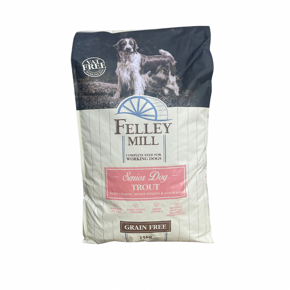 Felley Mill Range - SENIOR DOG! Trout with Salmon, Sweet Potato and Asparagus