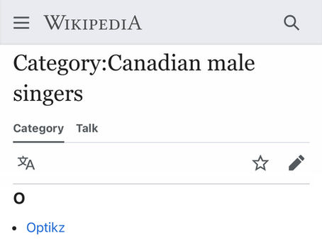 OPTIKZ ADDED TO CANADIAN MALE SINGERS OFFICIAL WIKIPEDIA PAGE