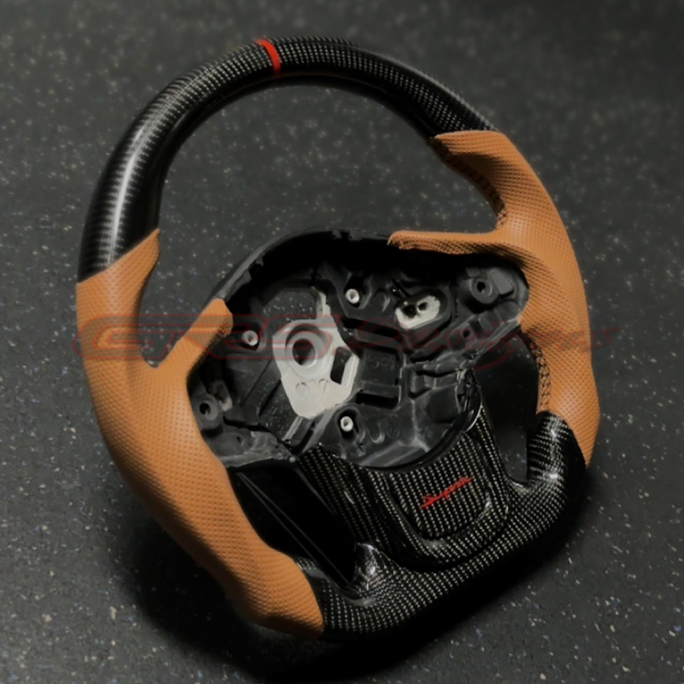 Thumbnail: A91MT Custom Steering Wheel- Cognac Perforated Leather with Red Stripe