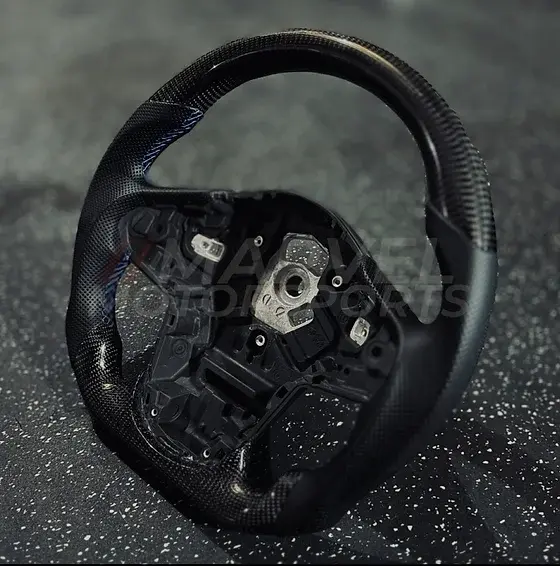 Thumbnail: Custom A90 Steering Wheel- Perforated Leather with Stratosphere Blue Stitching