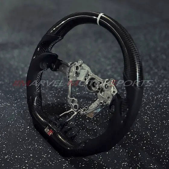 Thumbnail: Custom GR86 Steering Wheel - Perforated Leather, White Accents and CF Thumbs
