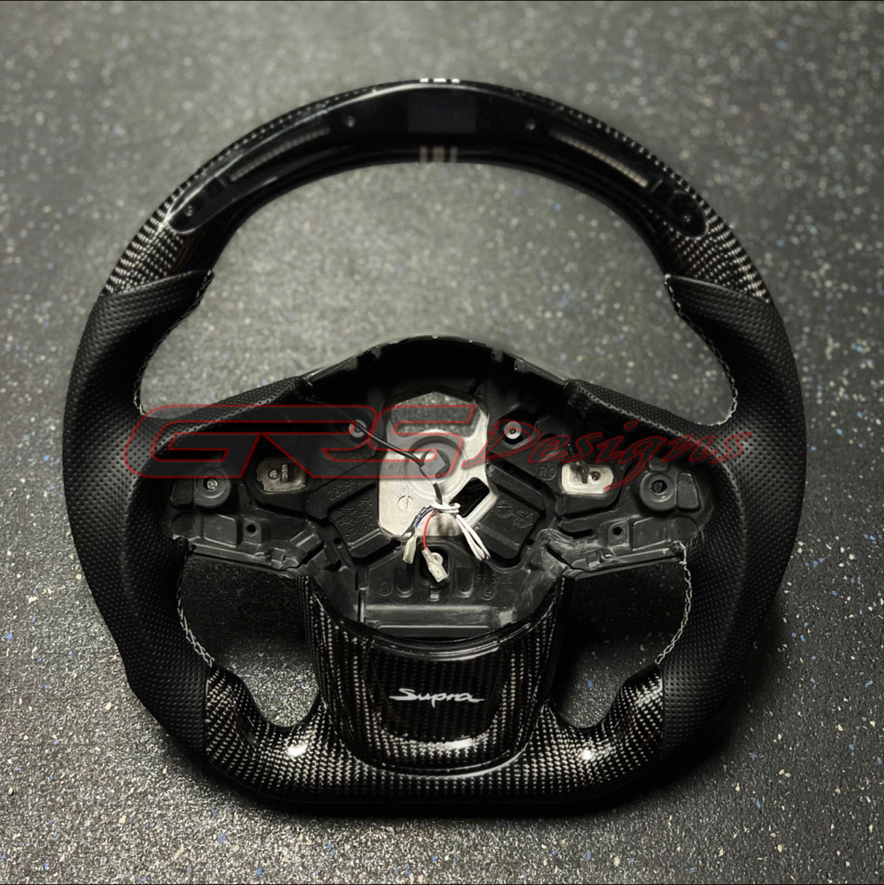 Custom A90 Steering Wheel- LED Display, Perforated Leather with Gray Accents
