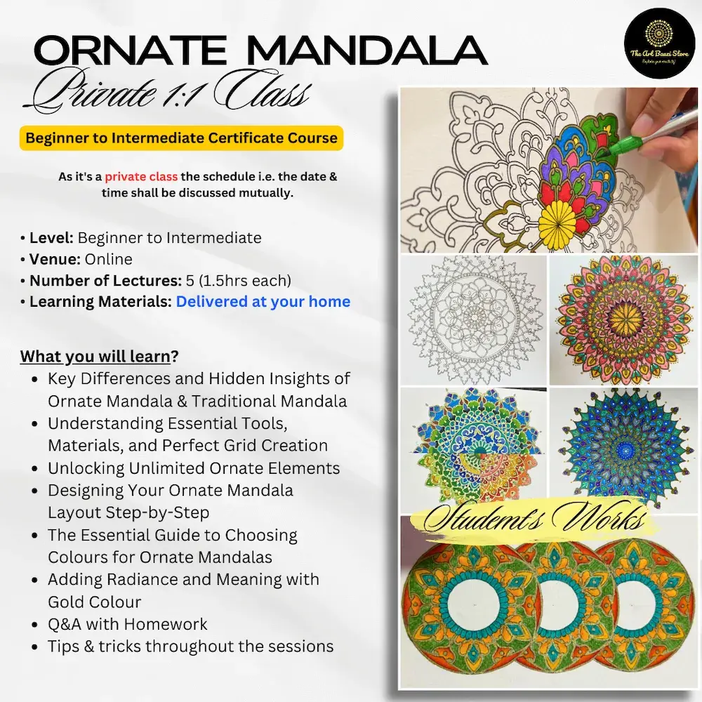 Beginner to Intermediate Mandala Art Online Workshop with Materials Delivered