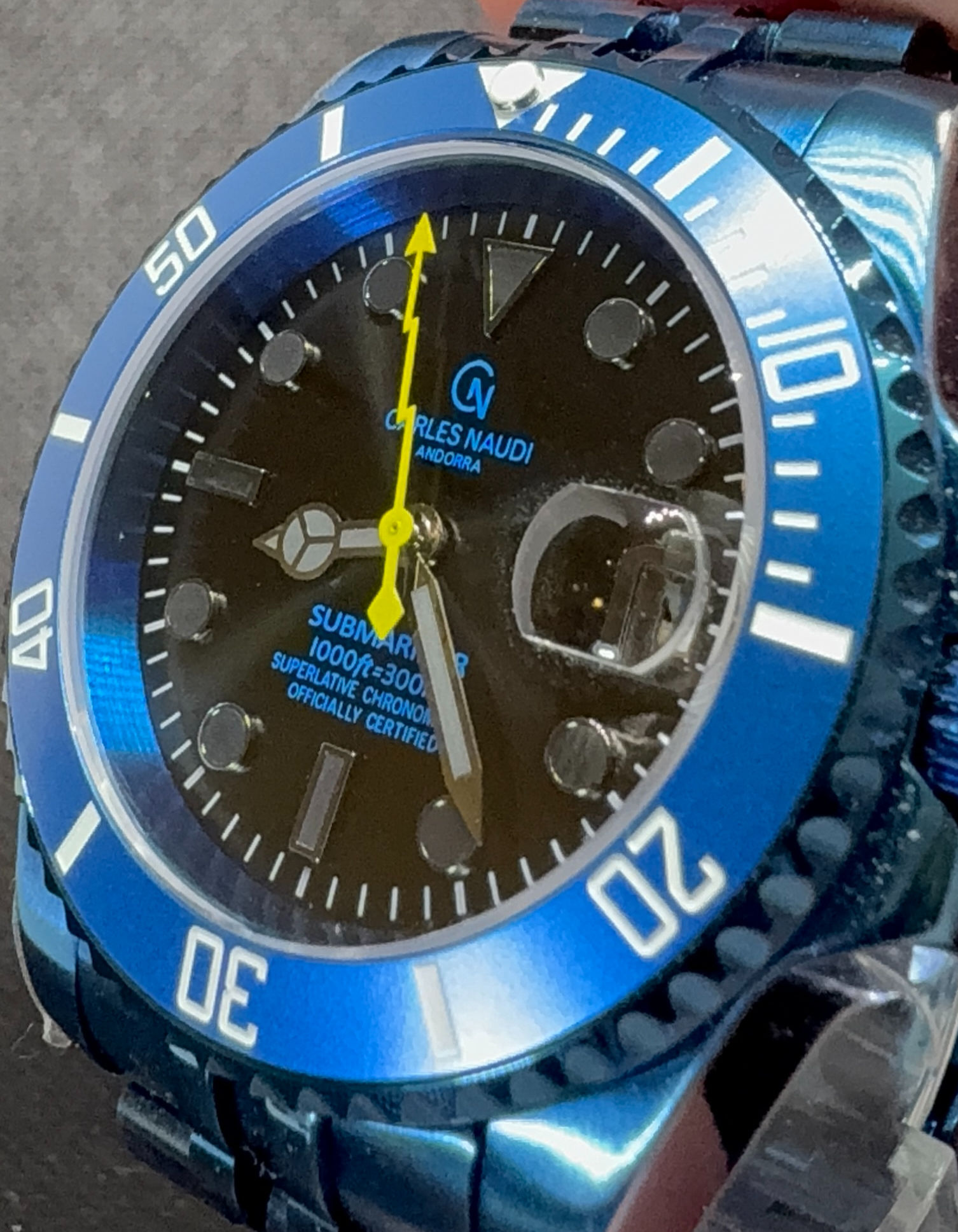 Reloj personalizable Submarinismo azul de acero