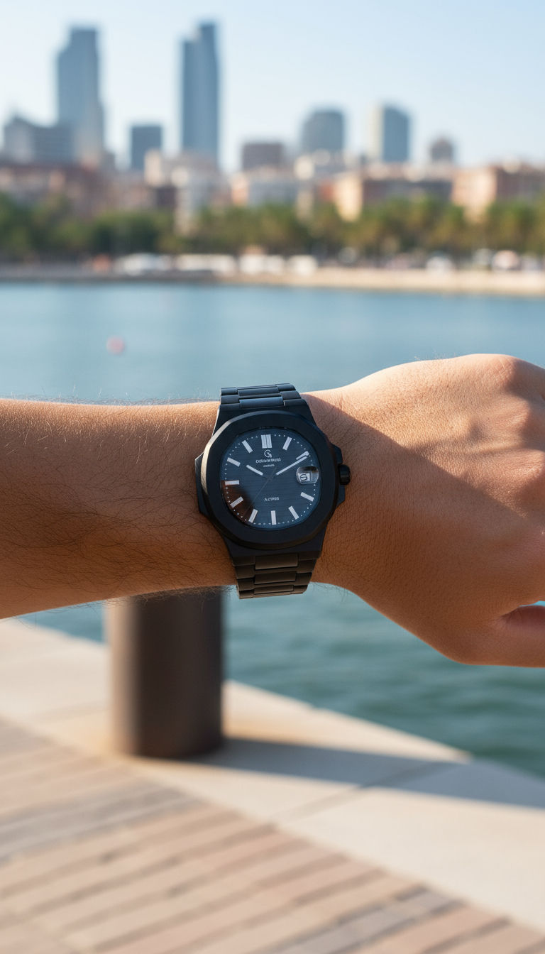 Thumbnail: Reloj automático negro personalizado con tu nombre  estilo Naudilus