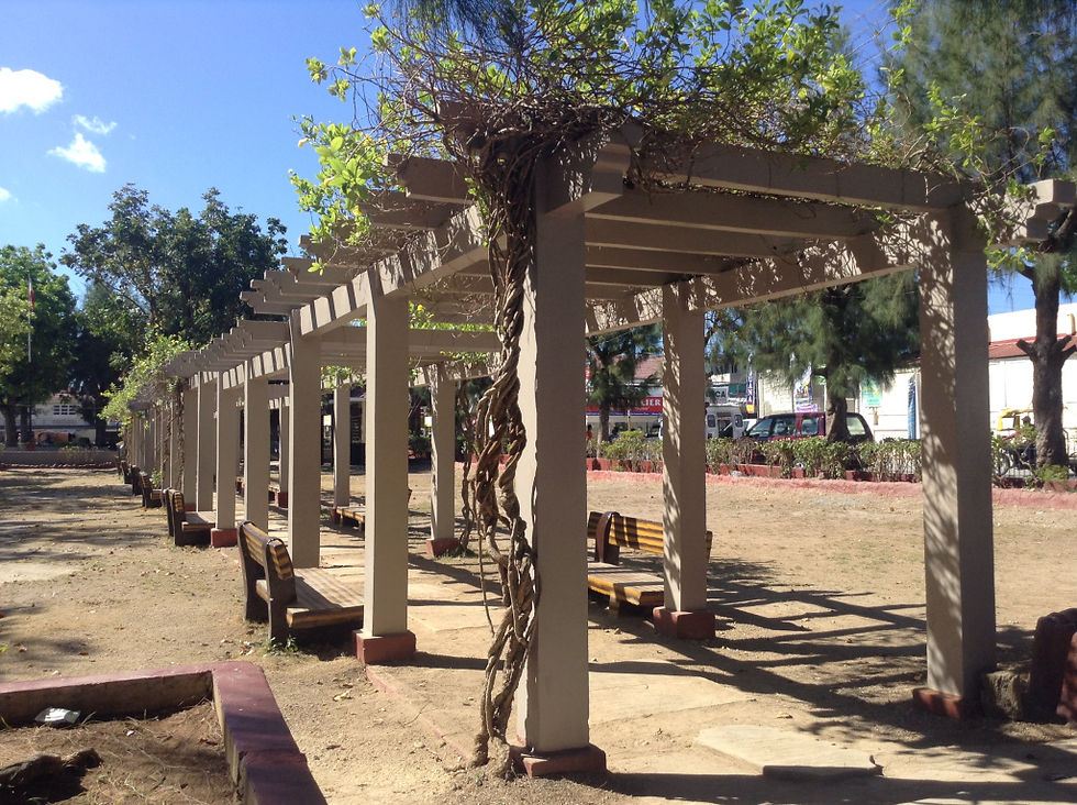 The romantic walkway in the town plaza