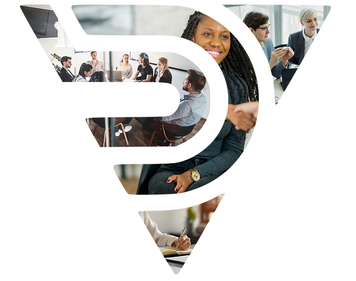 Scènes de réunions et poignée de main dans la forme du logo de BDV CPA & associés.