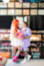two brides, bride and bride wedding, Las Vegas elopement, Las Vegas elopement photographer, downtown vegas elopement, Las Vegas wedding, uk brides, uk bride, lgbtq+, vegas, wedding, destination wedding, sure thing chapel, vegas chapel, vegas photographer, kitsch, downtown tattoo, tattoo shop