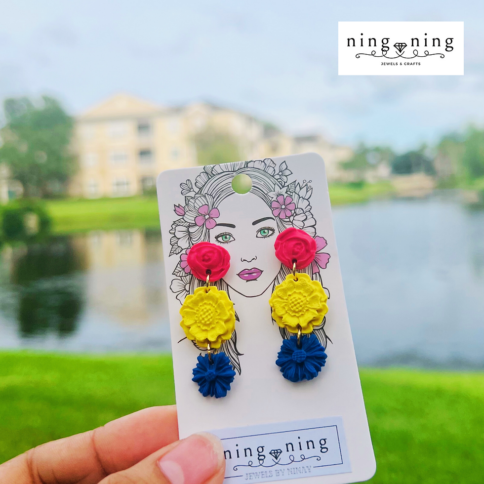 Thumbnail: Philippines National Flag Color inspired dangled drop earrings