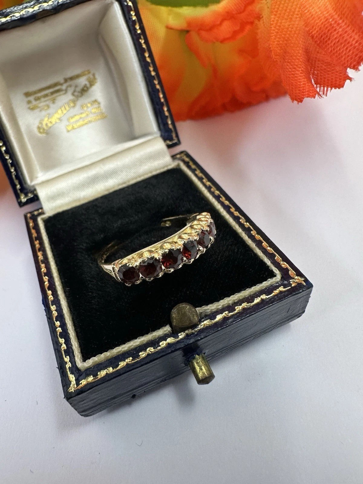 9ct 7 Stone Garnet Yellow Gold Ring