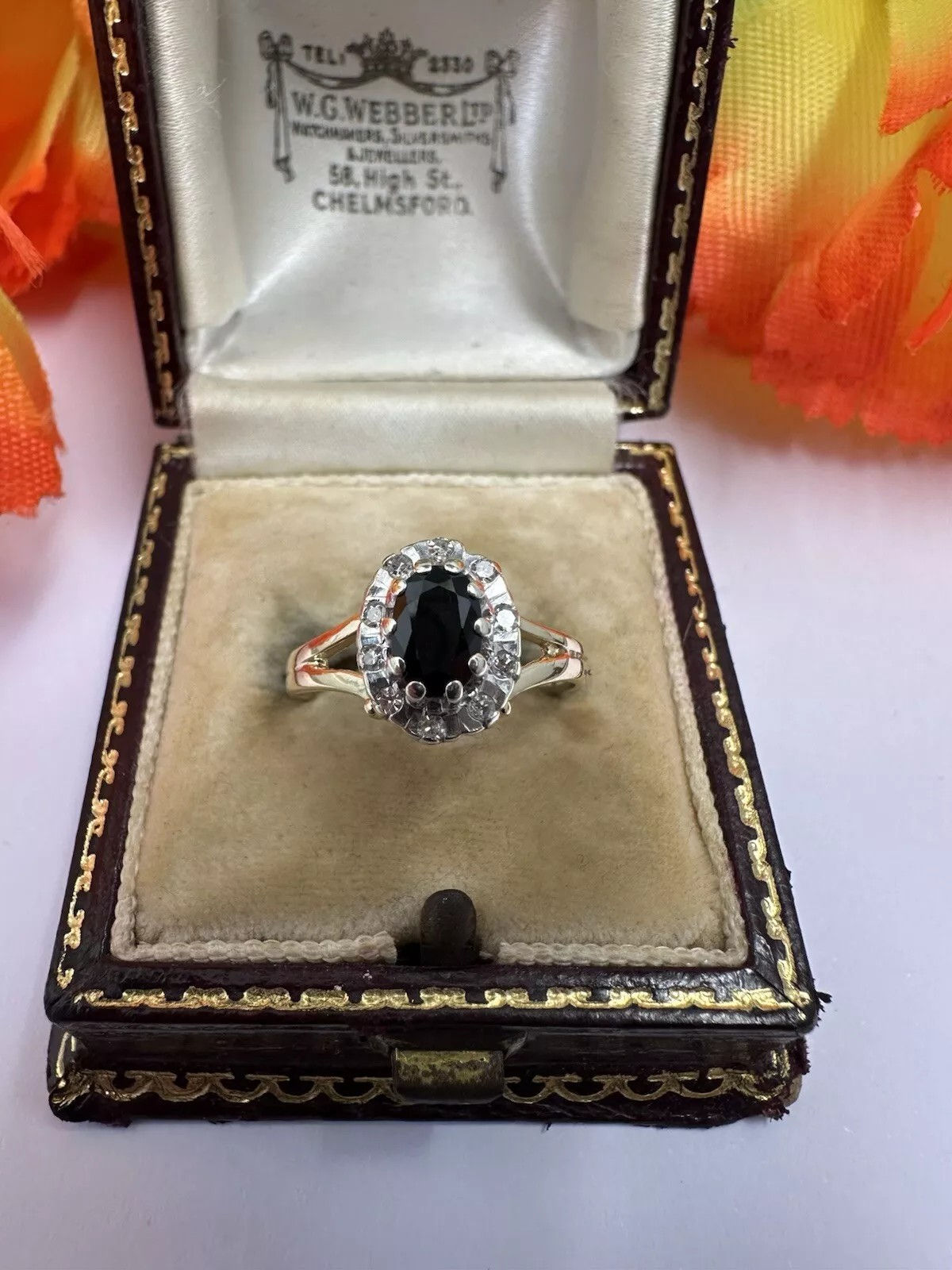 Sapphire & Diamond Lady Di Style Ring Split Shank