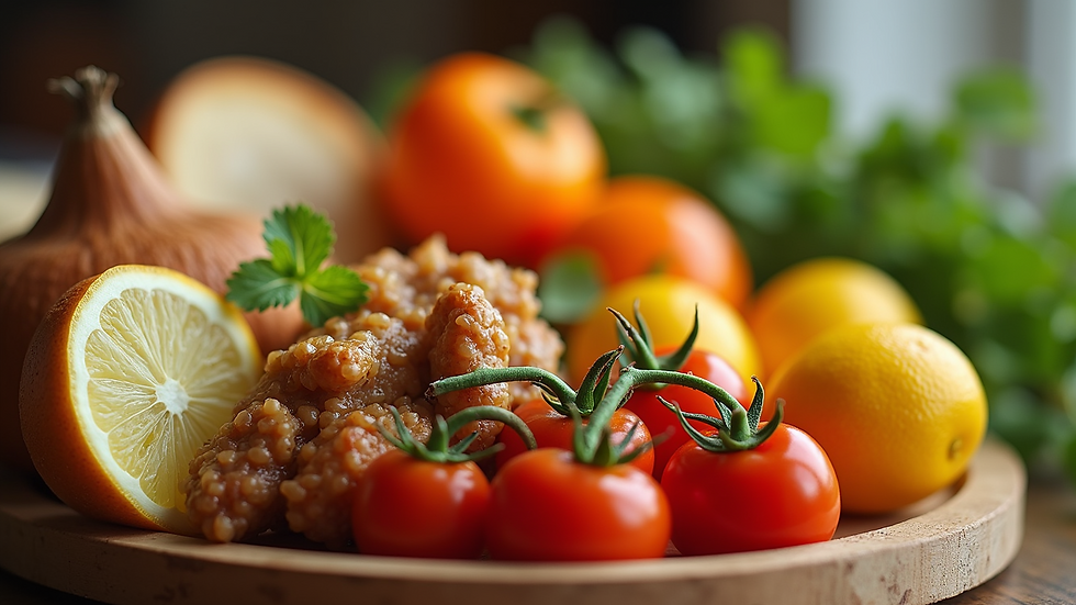 Close-up view of various healthy foods rich in nutrients