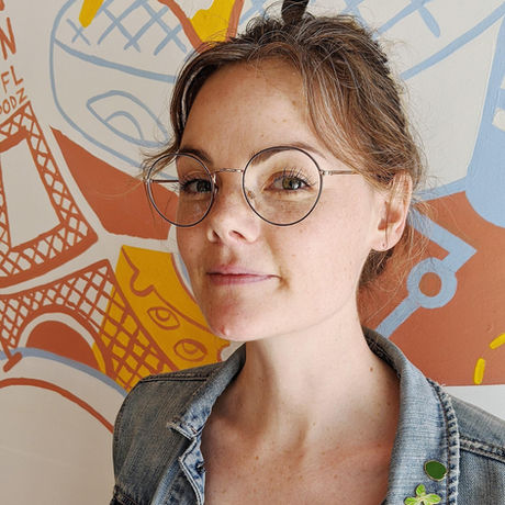 Woman wearing stylish frames from Calgary glasses store in Inglewood