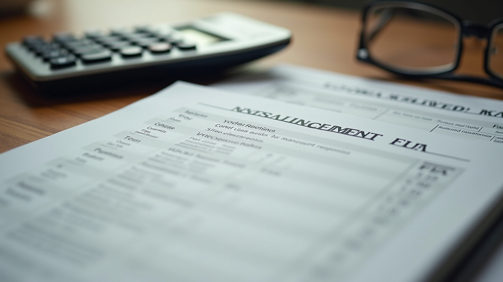 Close-up view of a calculator and tax forms on a wooden table