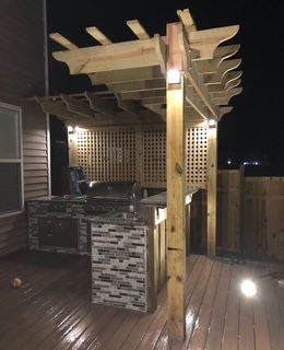Fence, patio, BBQ title and build out, and wooden pergola