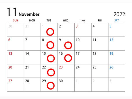 １１月店休日
