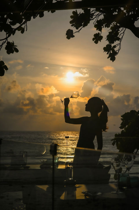 Stunning sunset view over the Andaman Sea from L’Arôme by the Sea, a fine dining restaurant in Phuket