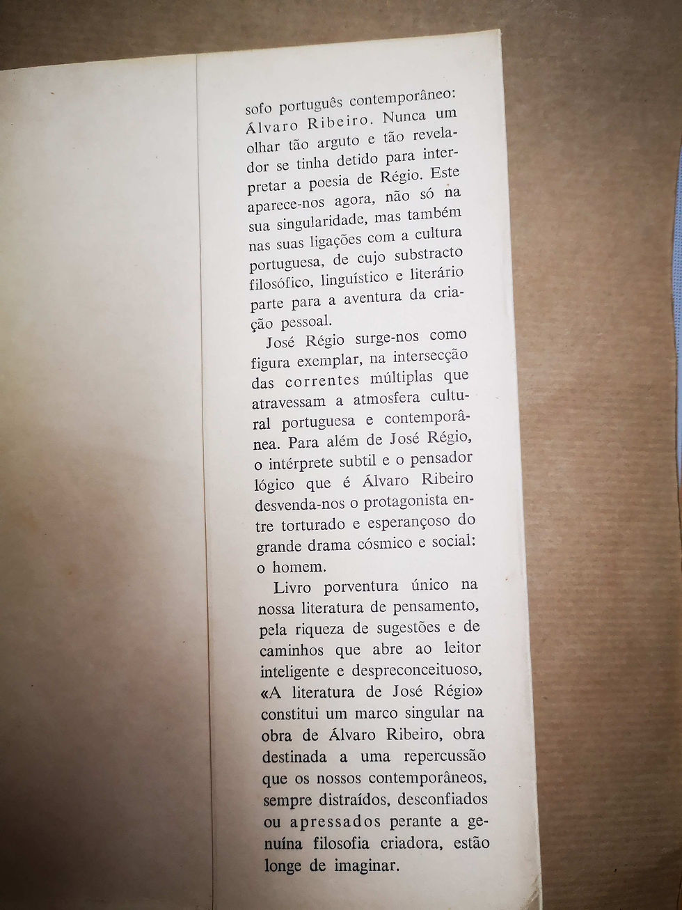 Miniatura: A LITERATURA de José Régio / Álvaro Ribeiro (1969)