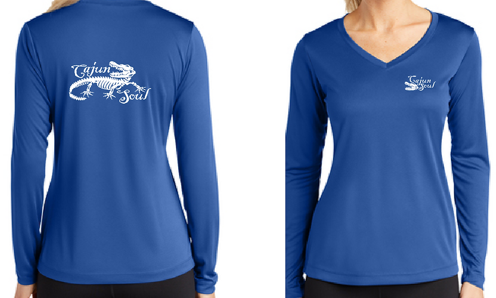 Women's Long Sleeve Royal Dri Fit V-Neck Shirt