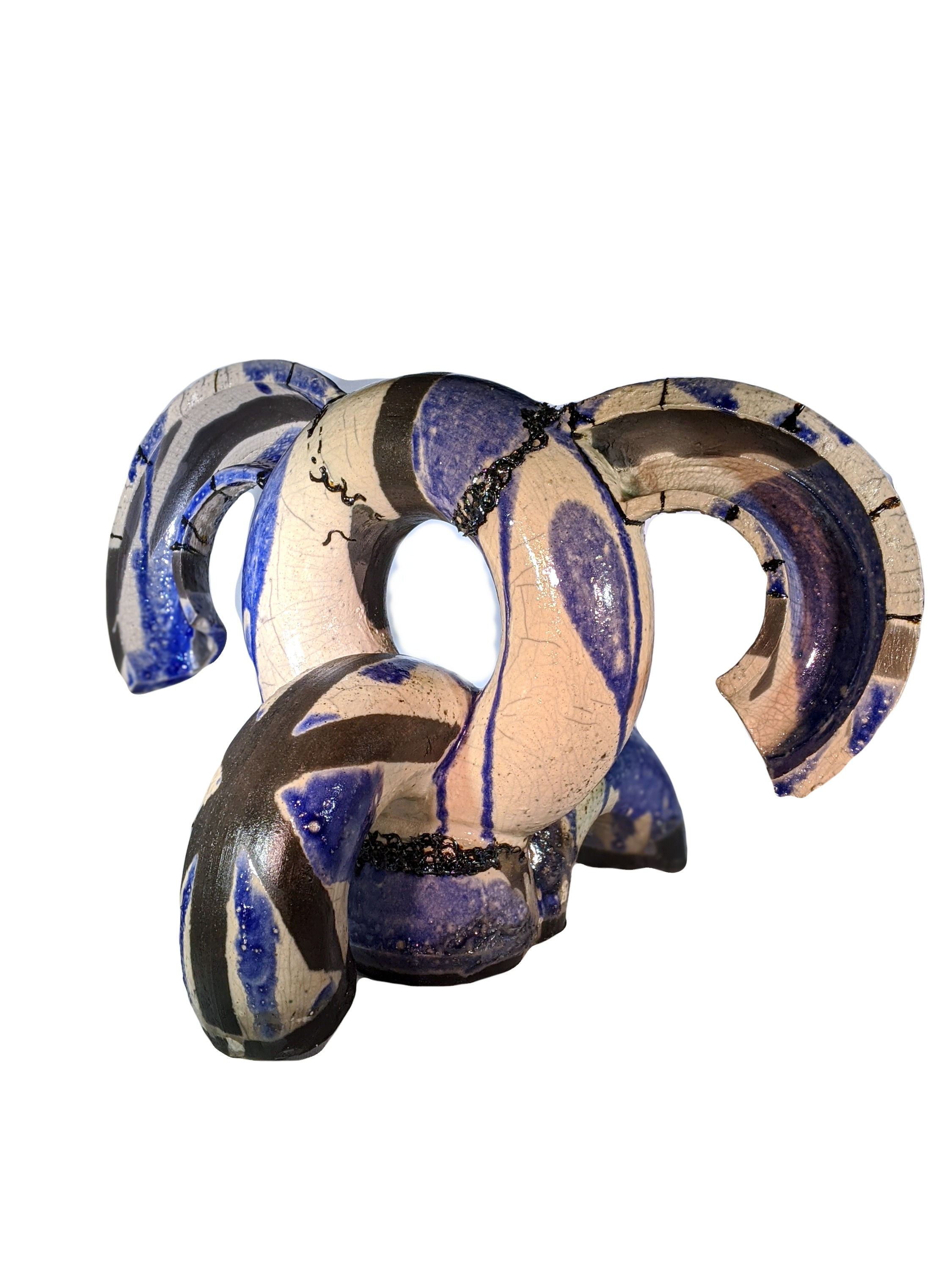 Abstract Raku Elephant Sculpture