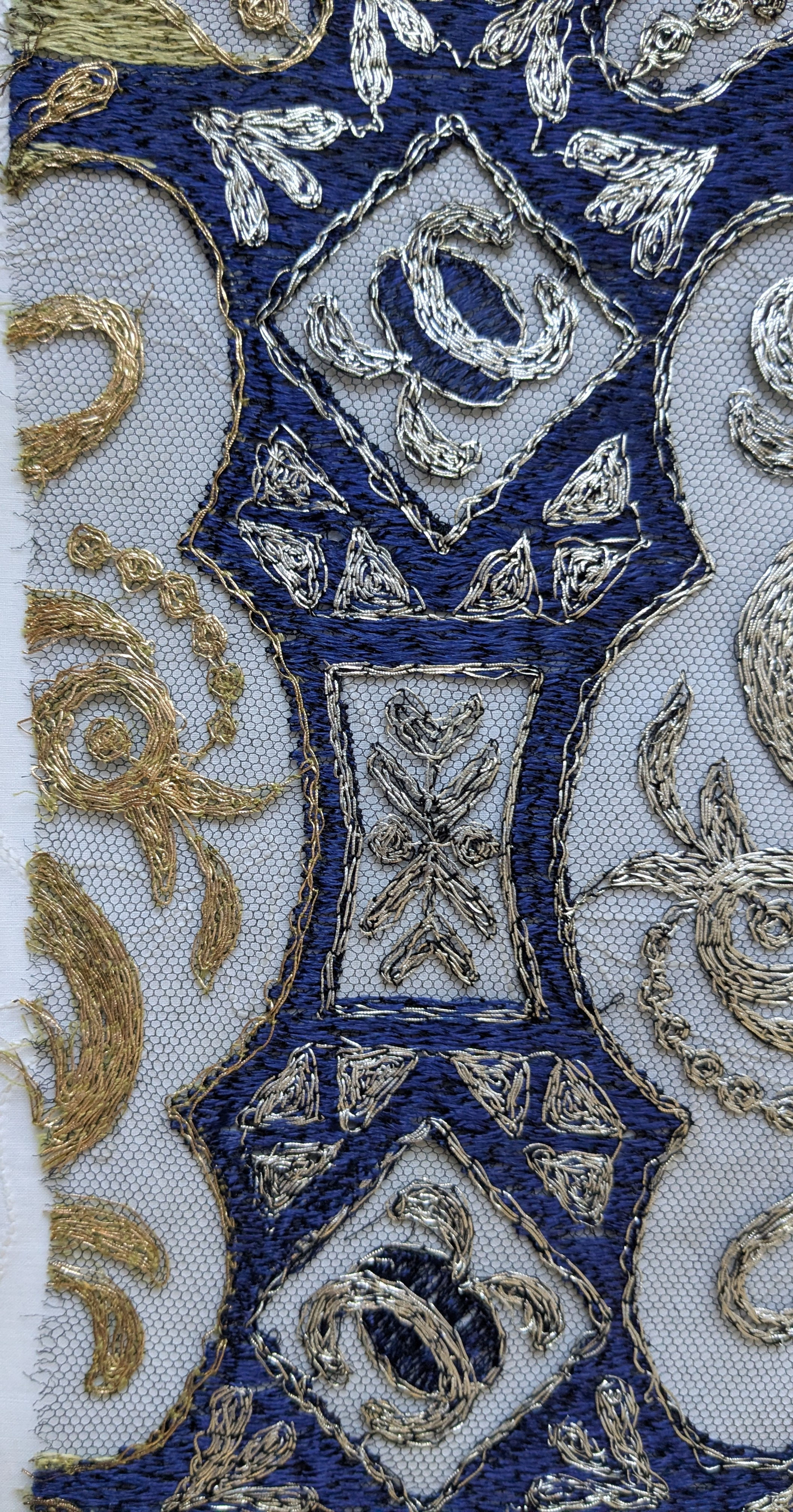 An Early 1900's French Metallic Lace Sample Stunning Design