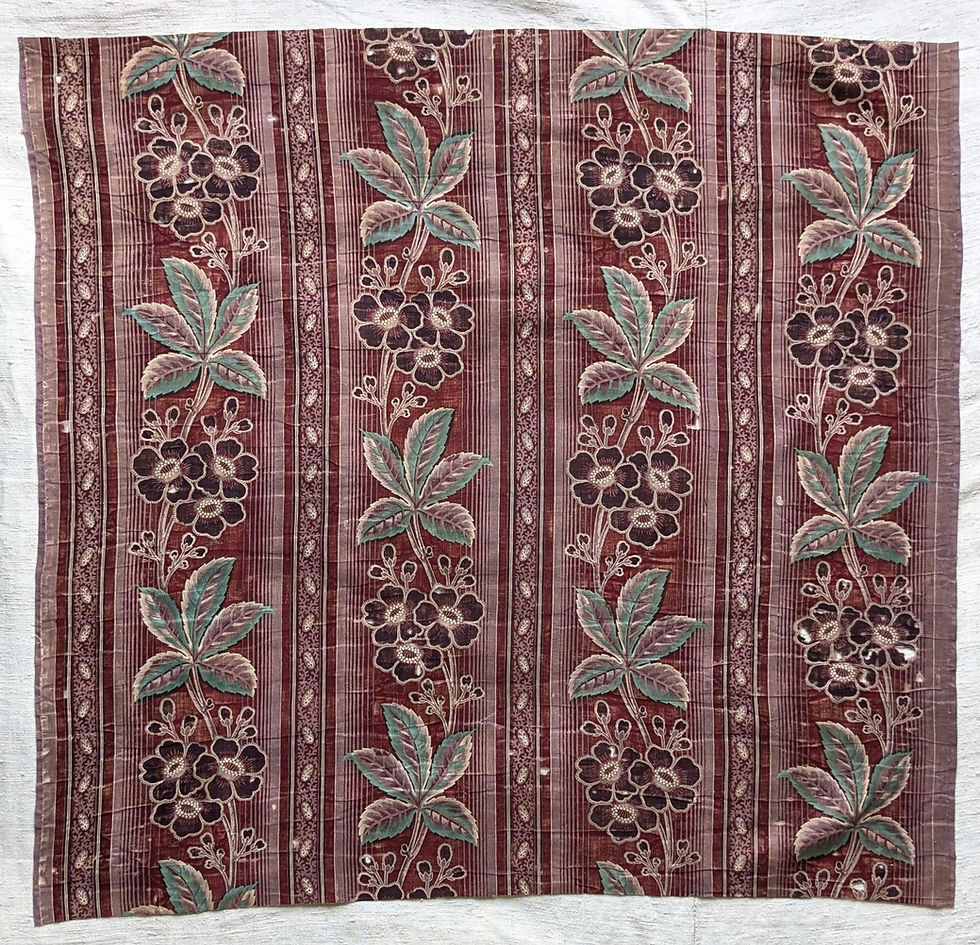 Thumbnail: A 19th Century French Cotton Roll Print Fabric Florals & Leaves