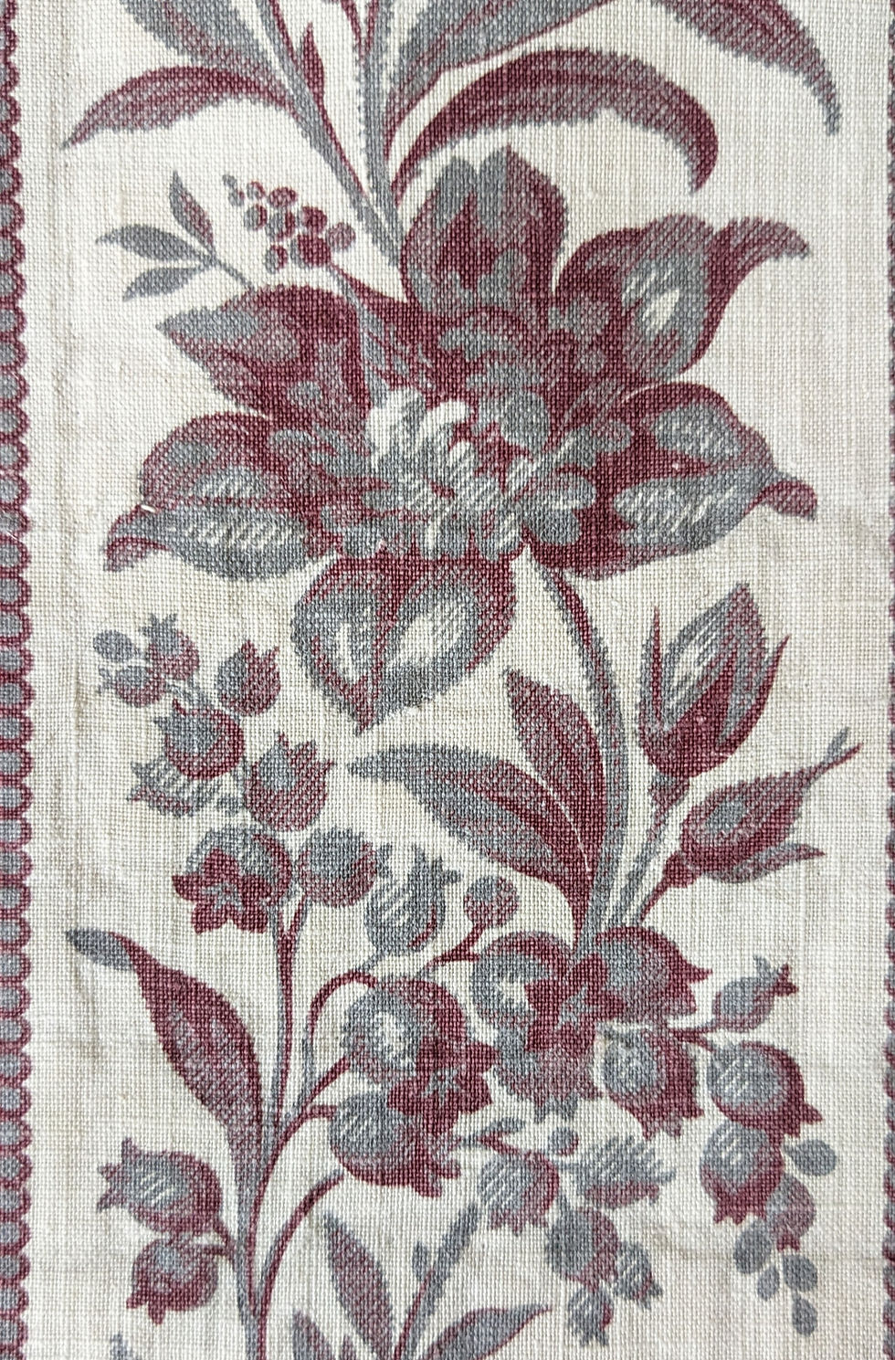 Thumbnail: Late 1800's French Roll Print Fabric Florals & Braid