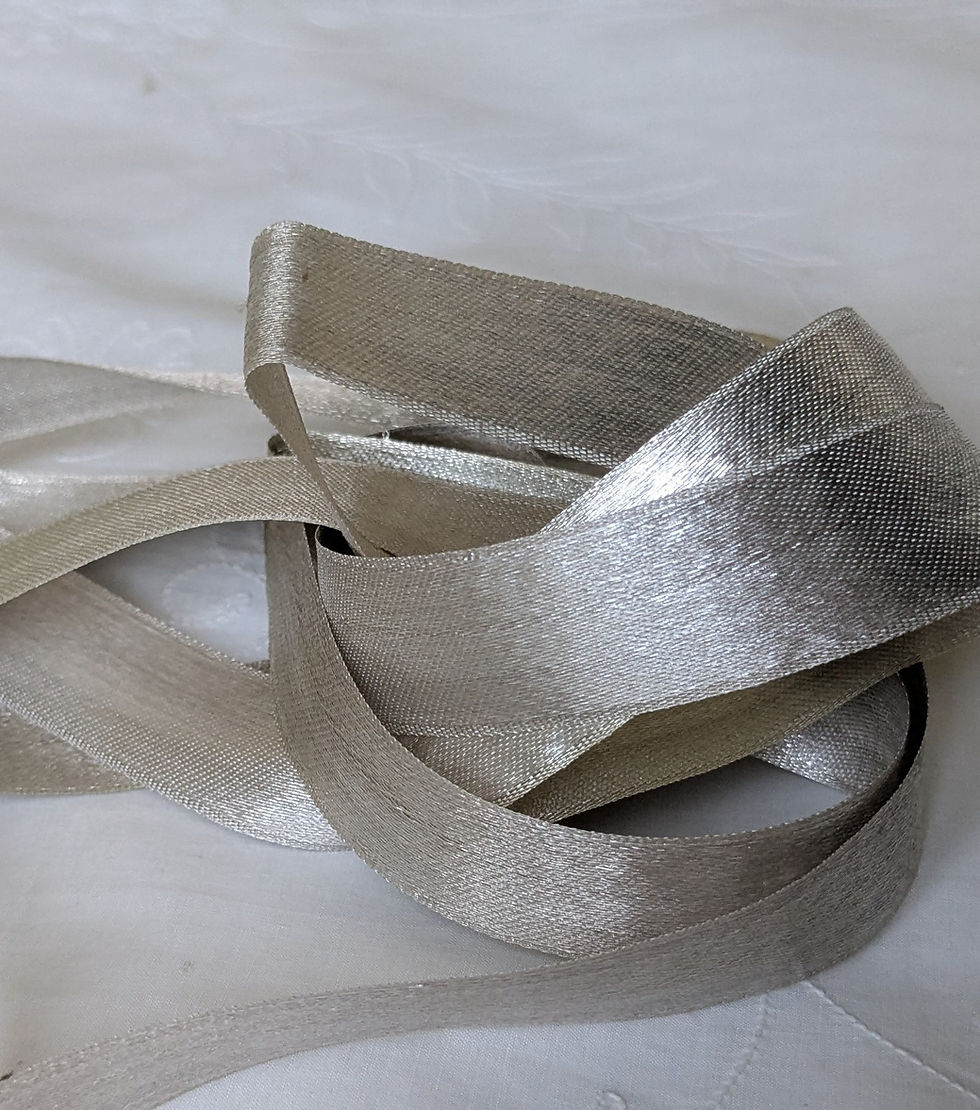 Thumbnail: Gorgeous Quality Vin. French Silver Lame Ribbon