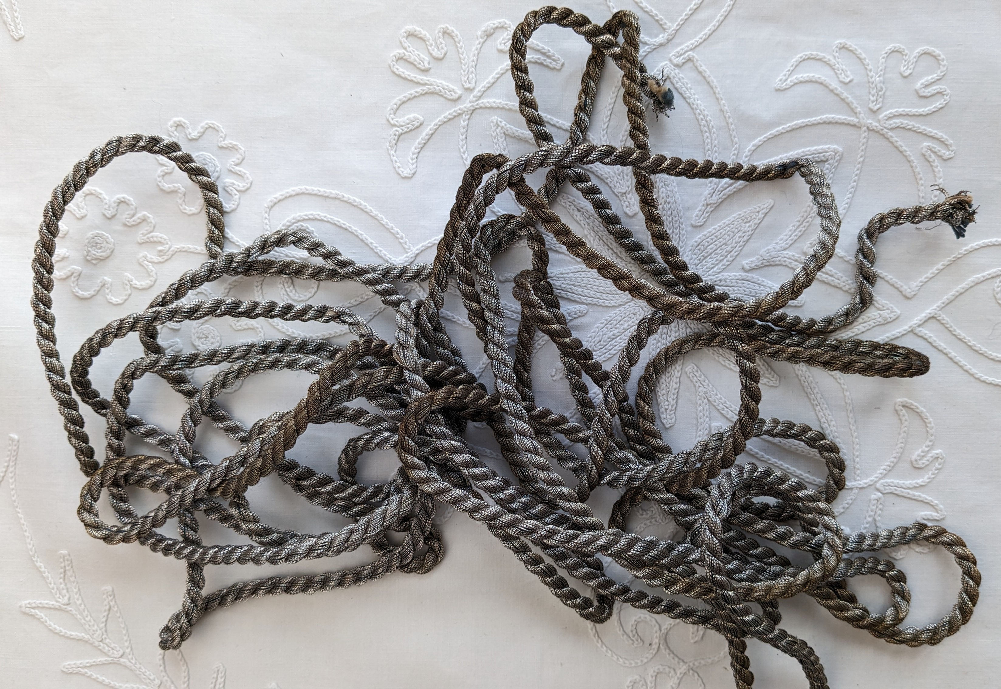 Antique Silver Metallic Rope Cording French 4 mtr. +++