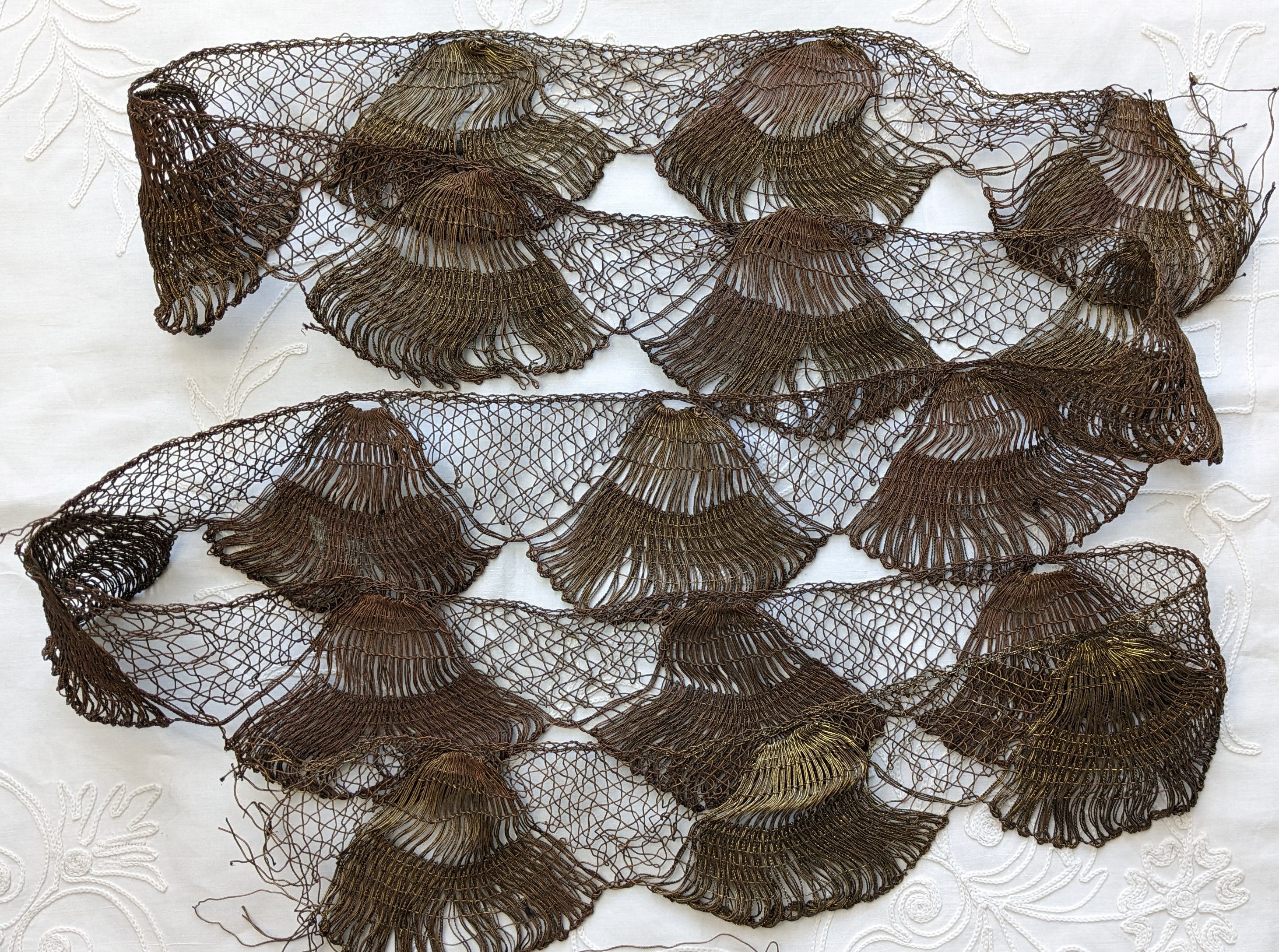 Antique Gold Metallic Torchon Lace Bronze Patina French