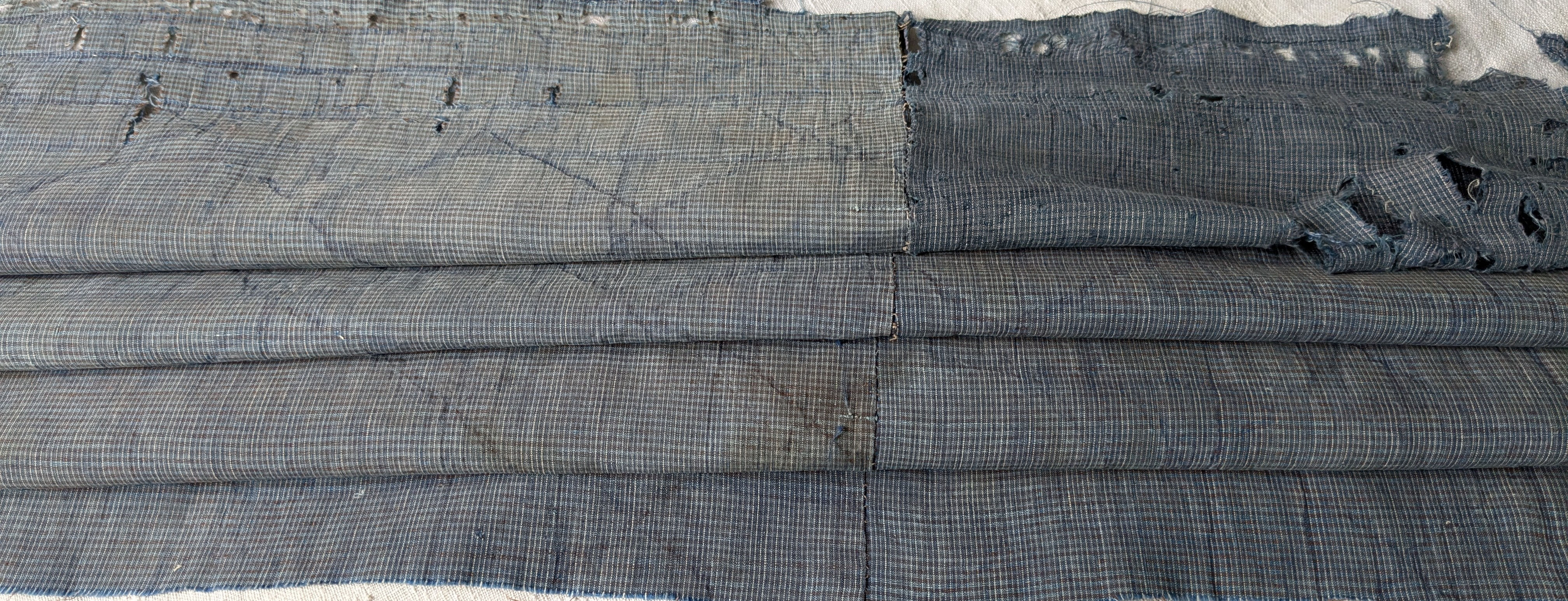 A 19th Century French Cotton Plaid Blue