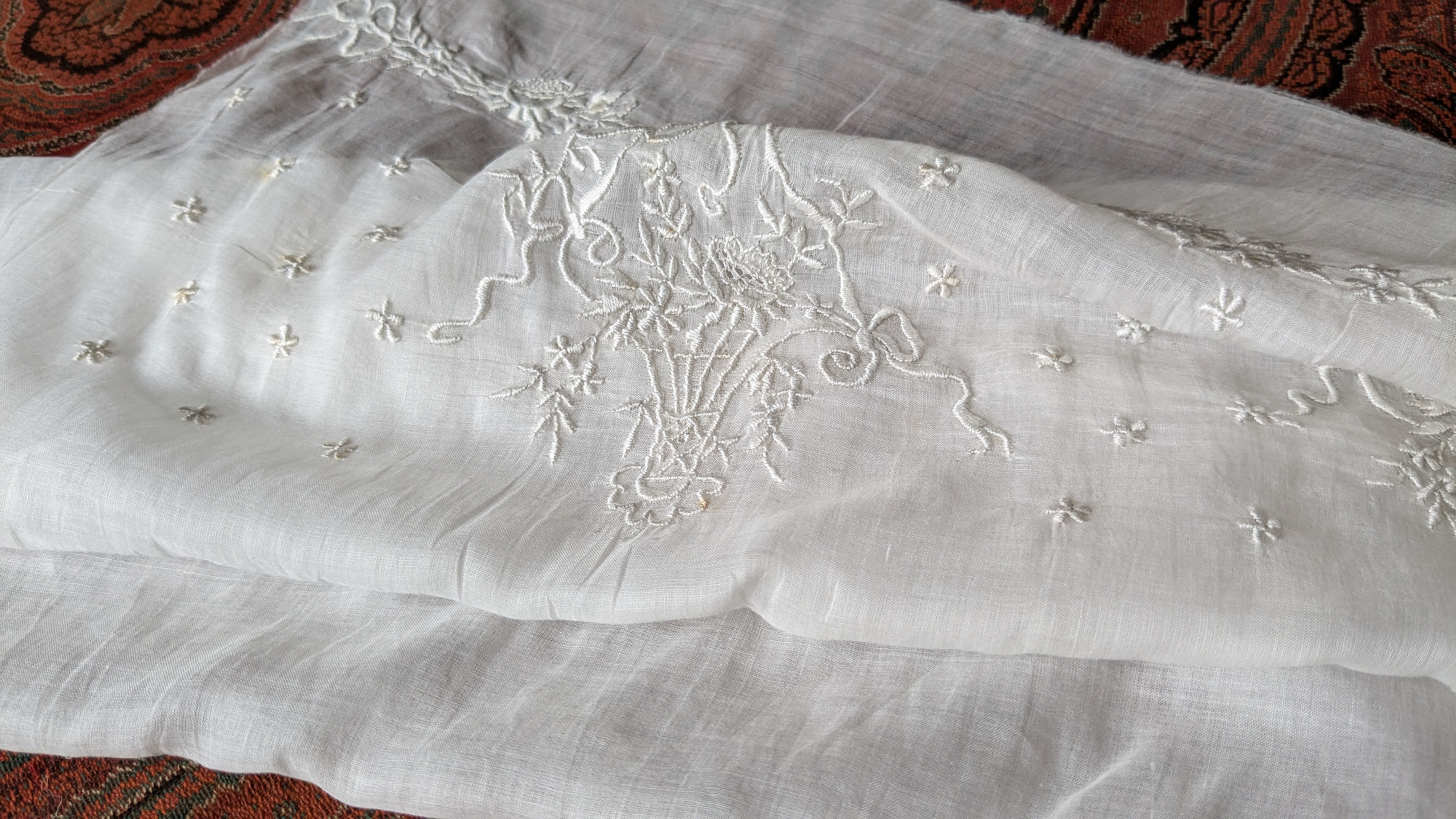 Late 1800's Early 1900's French Embroidery White on White