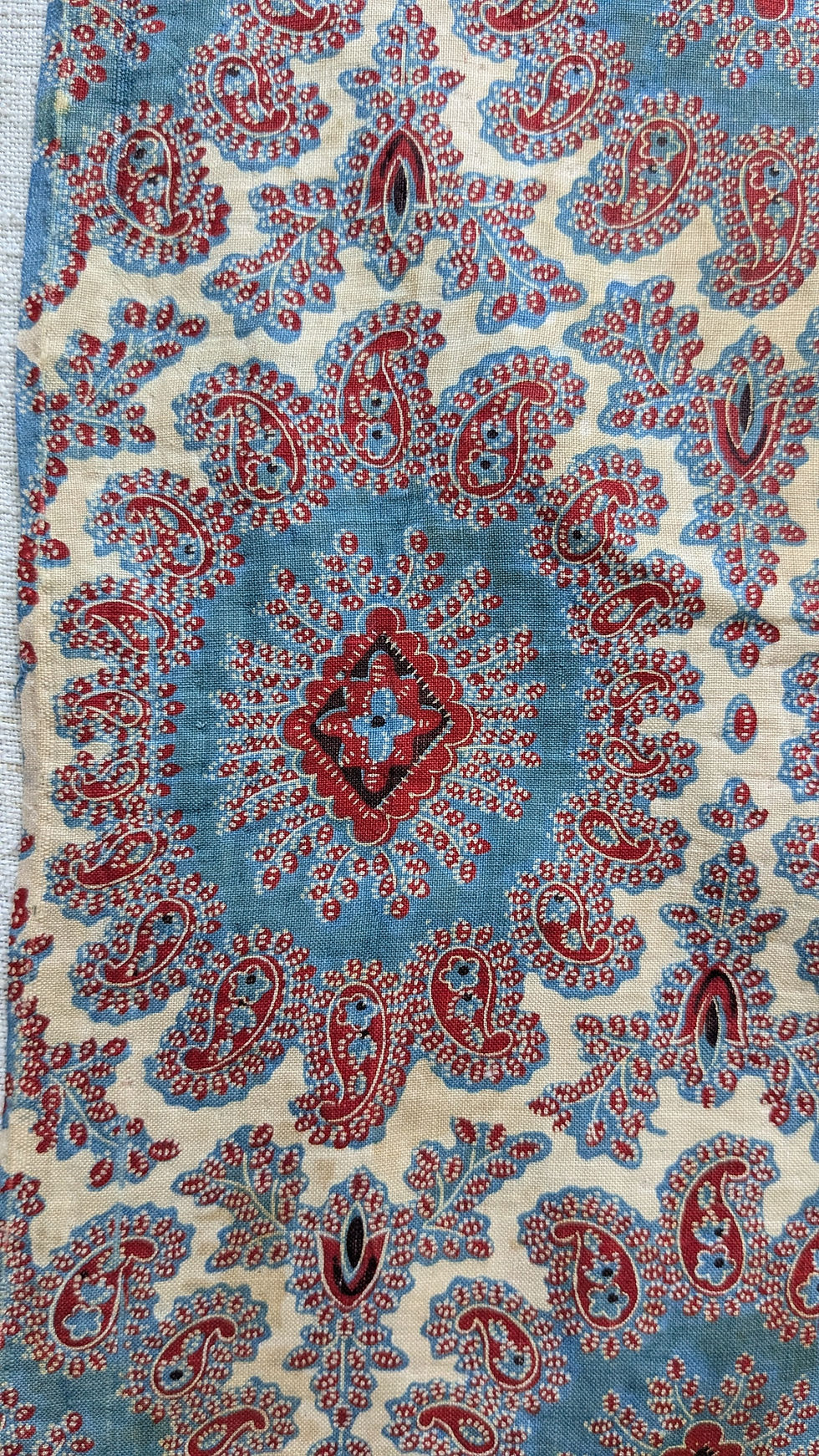 Thumbnail: A 19th Century French Cotton Block Print Lrg. Stylzied Blossom Motifs