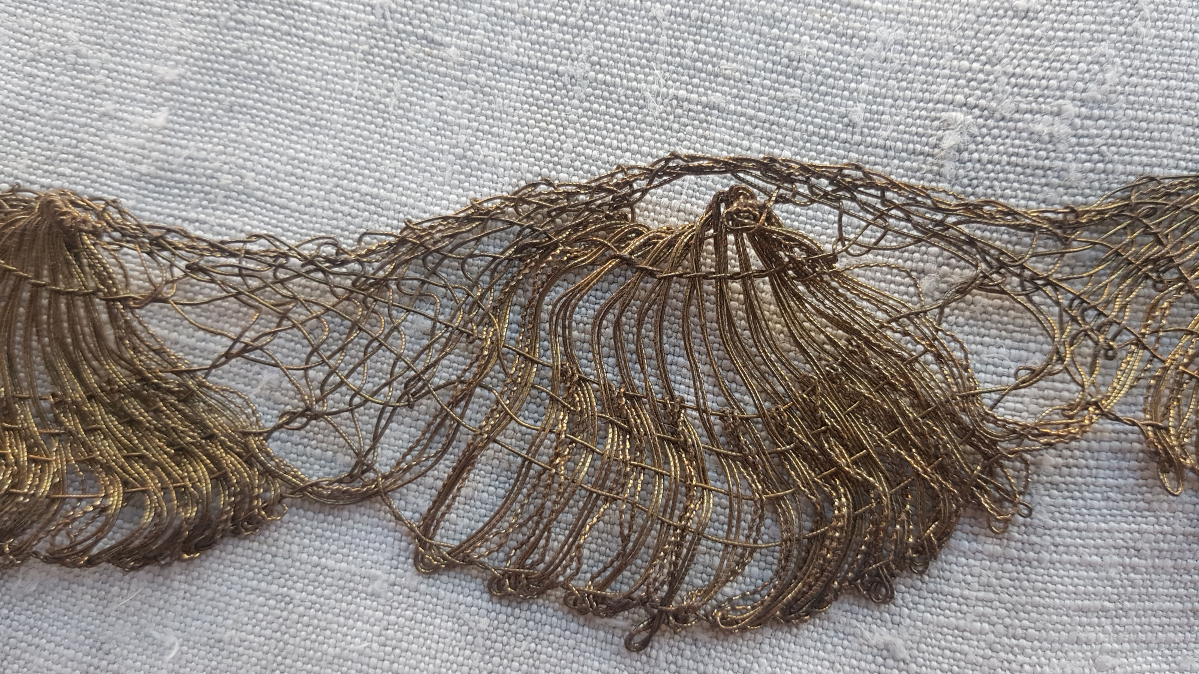 Vintage Gold Metallic Torch Lace Dark Patina