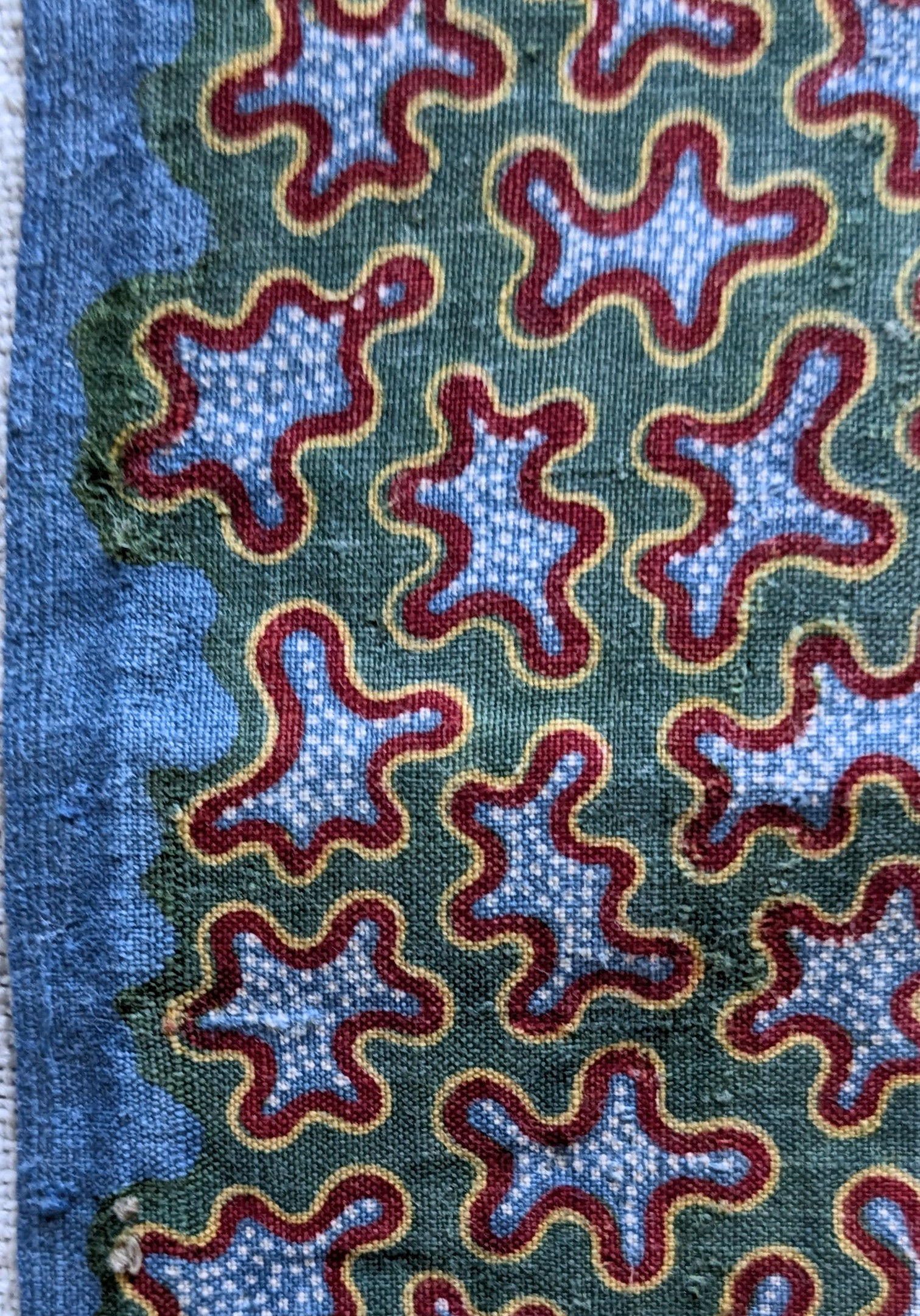 A 19th Century French Cotton Block Fabric Great Colors & Design