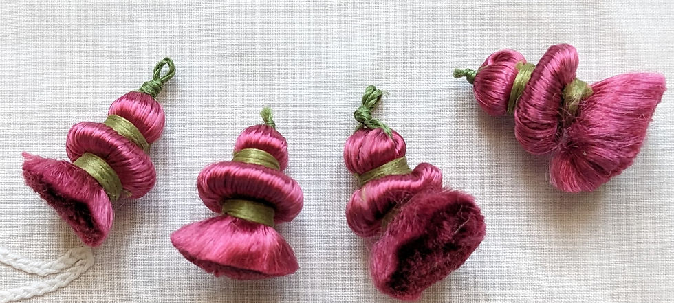 Thumbnail: Vintage Houle Tassels Viscose Medium Pink w/Green Accents
