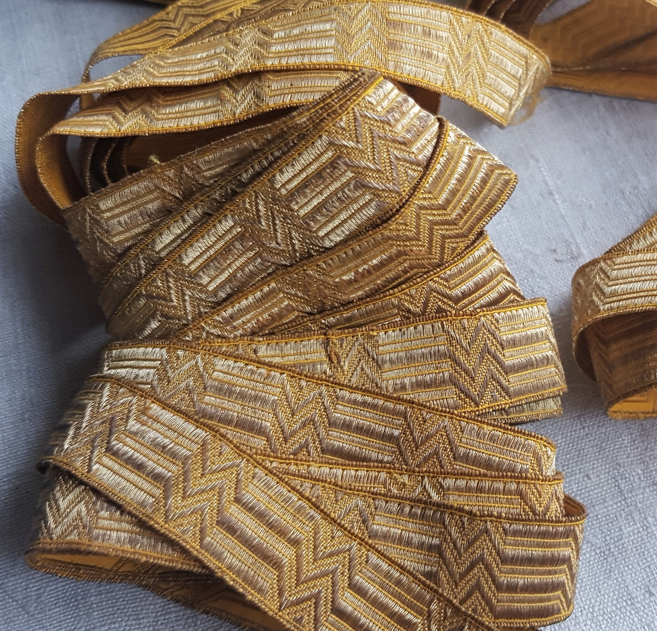 A lot of 6 Pieces of Vintage Gold Metal Ecclesial Braid French
